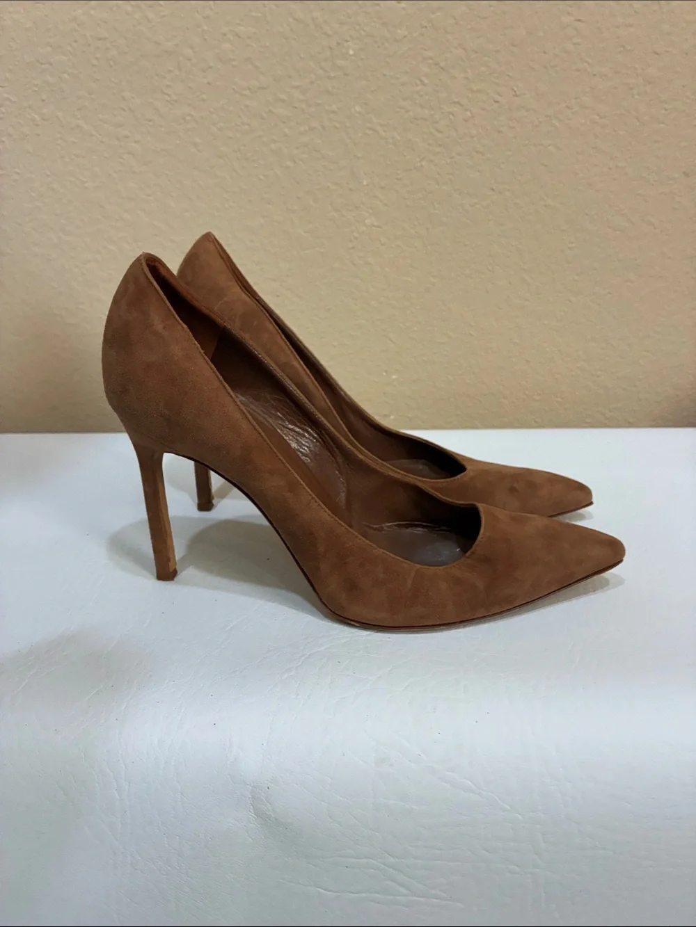 Manolo Blahnik Brown Suede Pointed-Toe Stiletto Pump